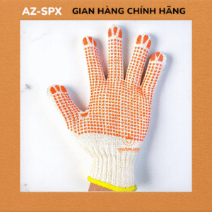 GĂNG TAY LEN PHỦ HẠT NHỰA HÀNG DÀY DẶN, ĐẸP