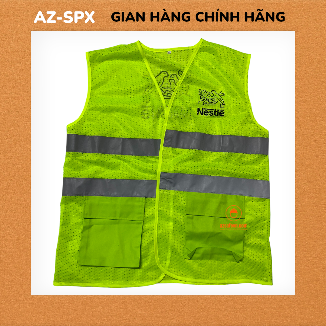 ÁO PHẢN QUANG LƯỚI MÀU VÀNG CHANH CÓ TÚI HỘP